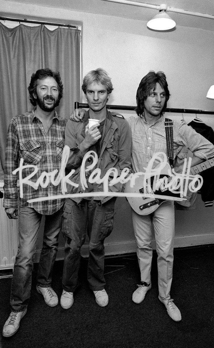 Eric Clapton with Sting and Jeff Beck, UK 1981 — Rock Paper Photo Official